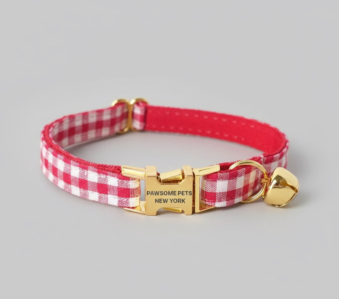 SMALL SIZE DOG & CAT COLLAR - FRENCH VERMILION STRIPE