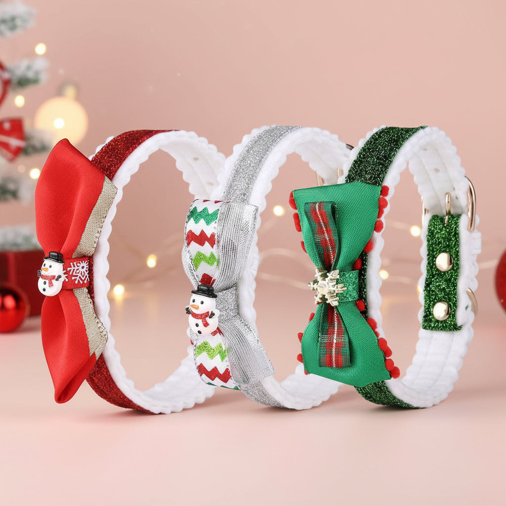 Festive Feline Christmas Collar: Vibrant Color Grid Design For Cats