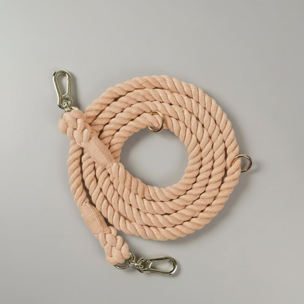 HANDS FREE DOG ROPE LEASH - COTTON CORAL