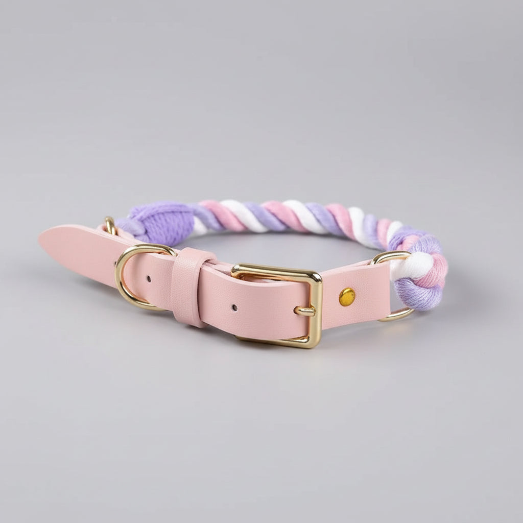 Luxe Royal Leather Rope Collar - Daydream