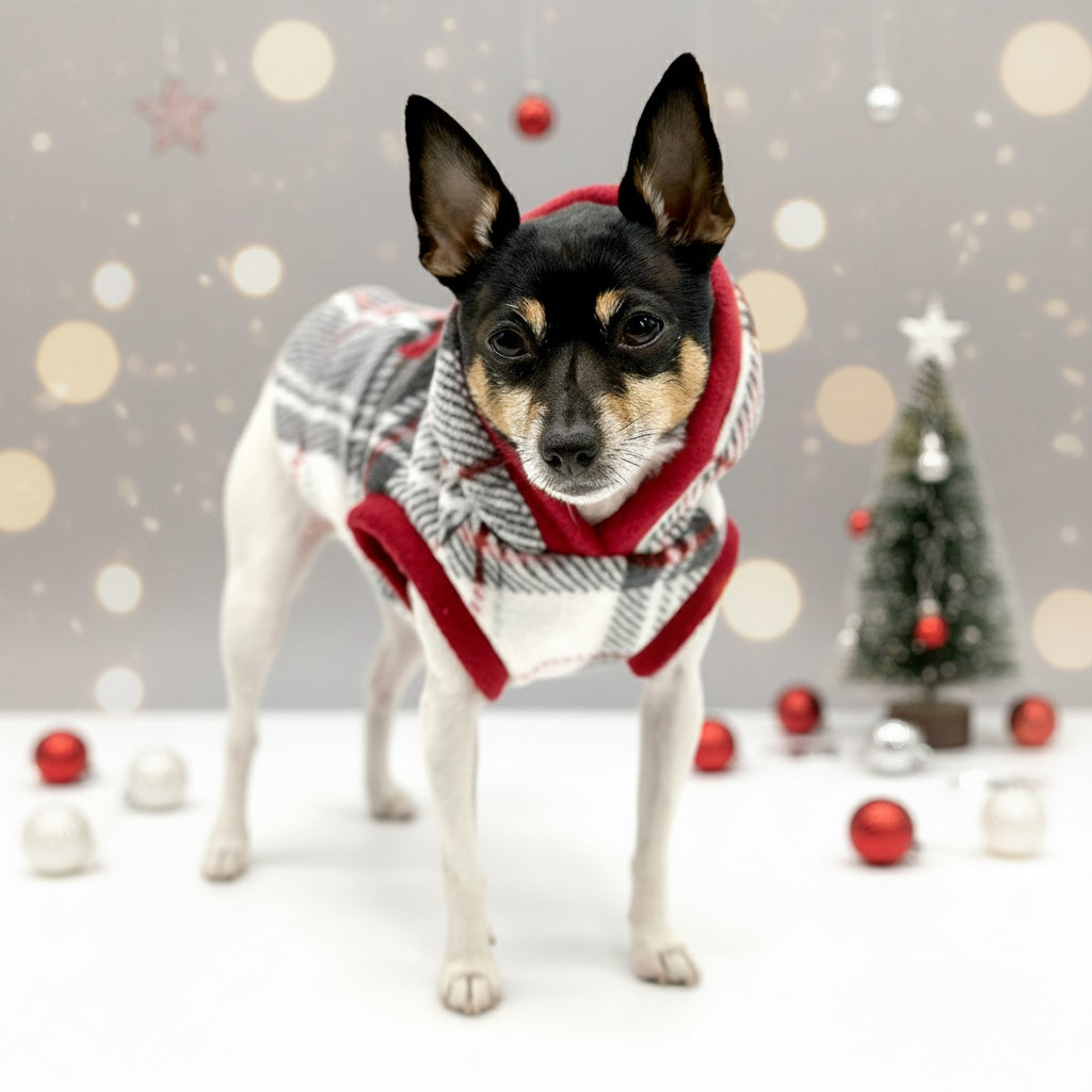 "Snowy Roads" Luxe Fleece Blanket Hoodie in Lodge Plaid