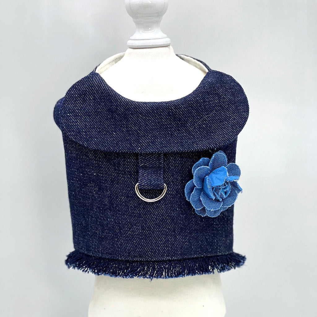 DCNY Denim Flower Harness Vest
