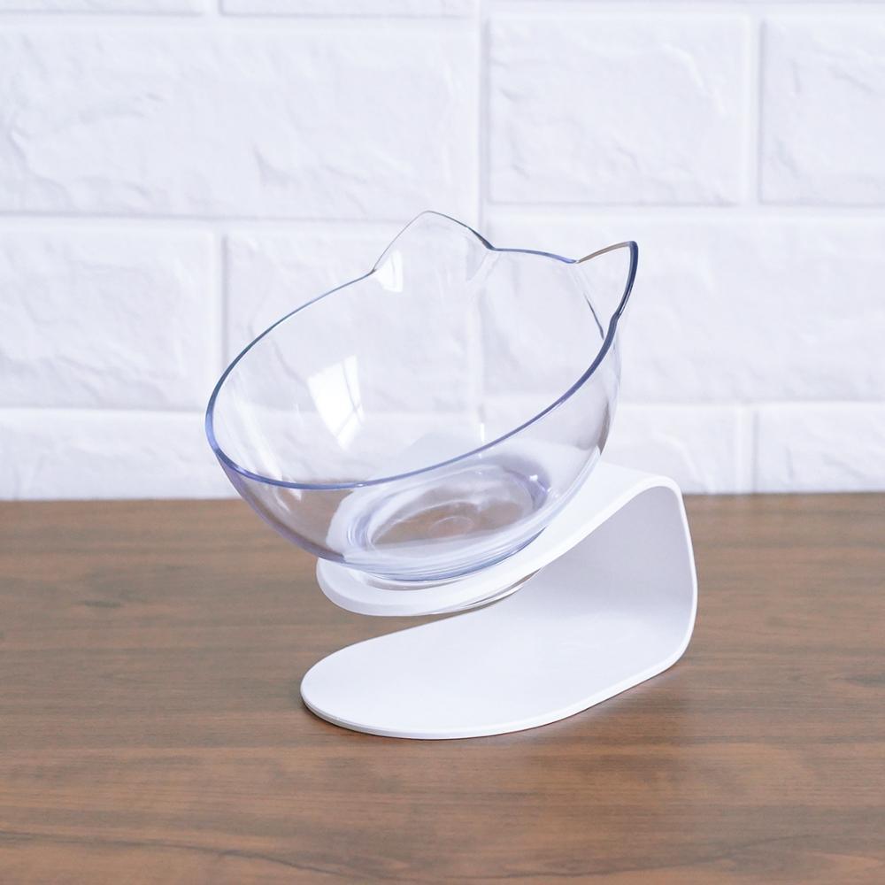 Deluxe Pet Dining Experience: Elegant Inclined Food Cat Bowl With Transparent Design