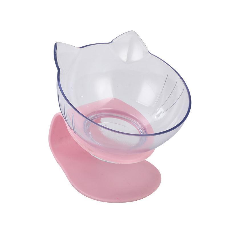Deluxe Pet Dining Experience: Elegant Inclined Food Cat Bowl With Transparent Design