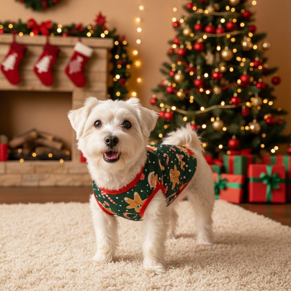 Festive Holiday Pet Vest - Christmas Cartoon Dog Clothes