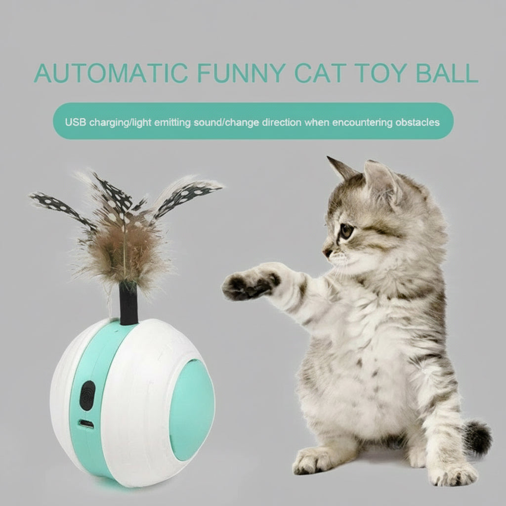 Smart Interactive Cat Toy USB Rechargeable Led Light Self Rotating Ball Pets Playing Toys Motion Activated Pet Ball